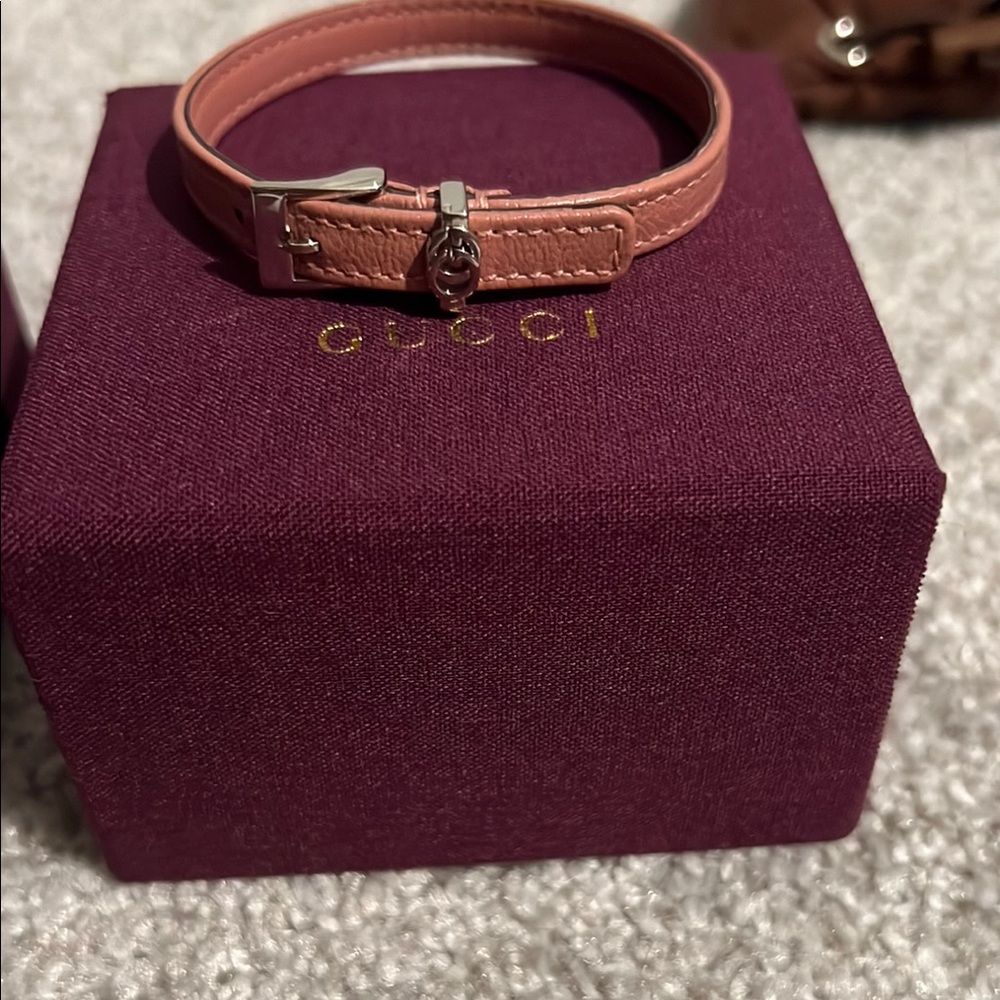 Gucci Pink Leather Bracelet